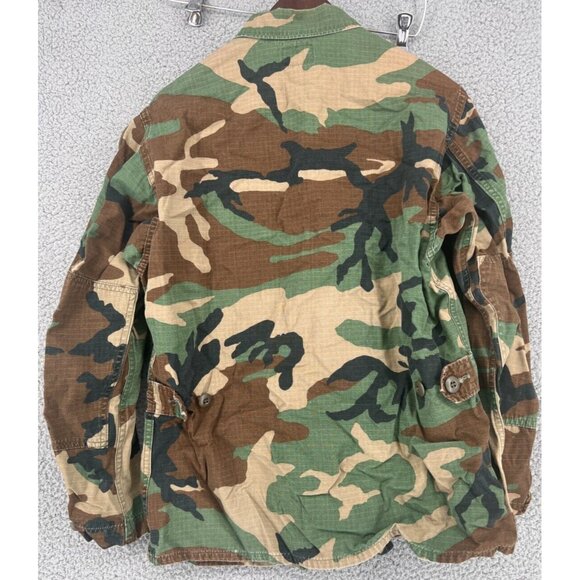 US Army Woodland Camo Hot Weather Coat Size Small Short With Patches - Picture 10 of 12